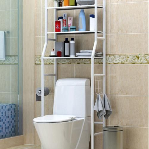 Toilet Storage Unit Metal Racks Bath Towel Rail Rack Home Shelf White Over The T
