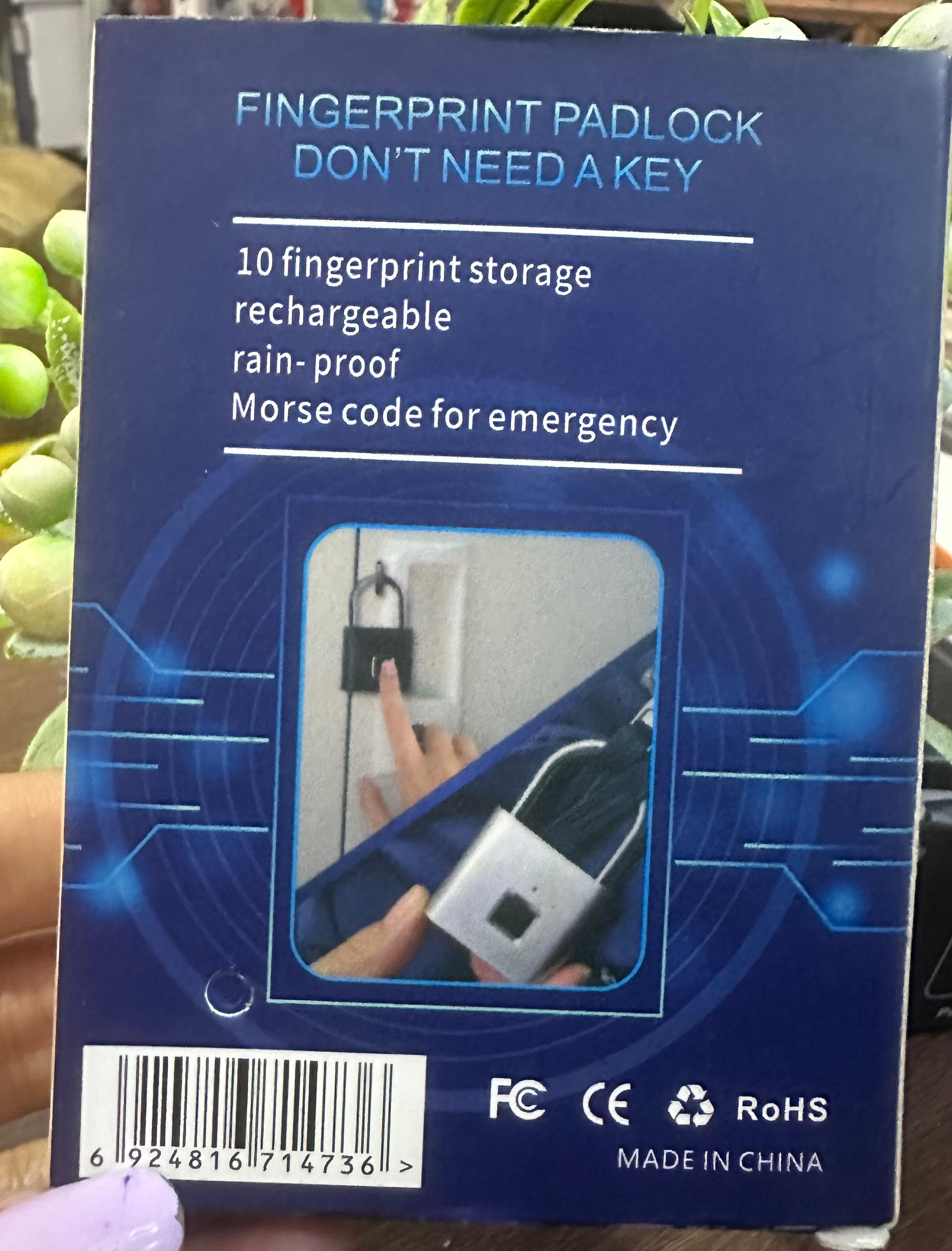 Smart Fingerprint Lock Anti Theft IP66 Waterproof USB Rechargeable Keyless Finge